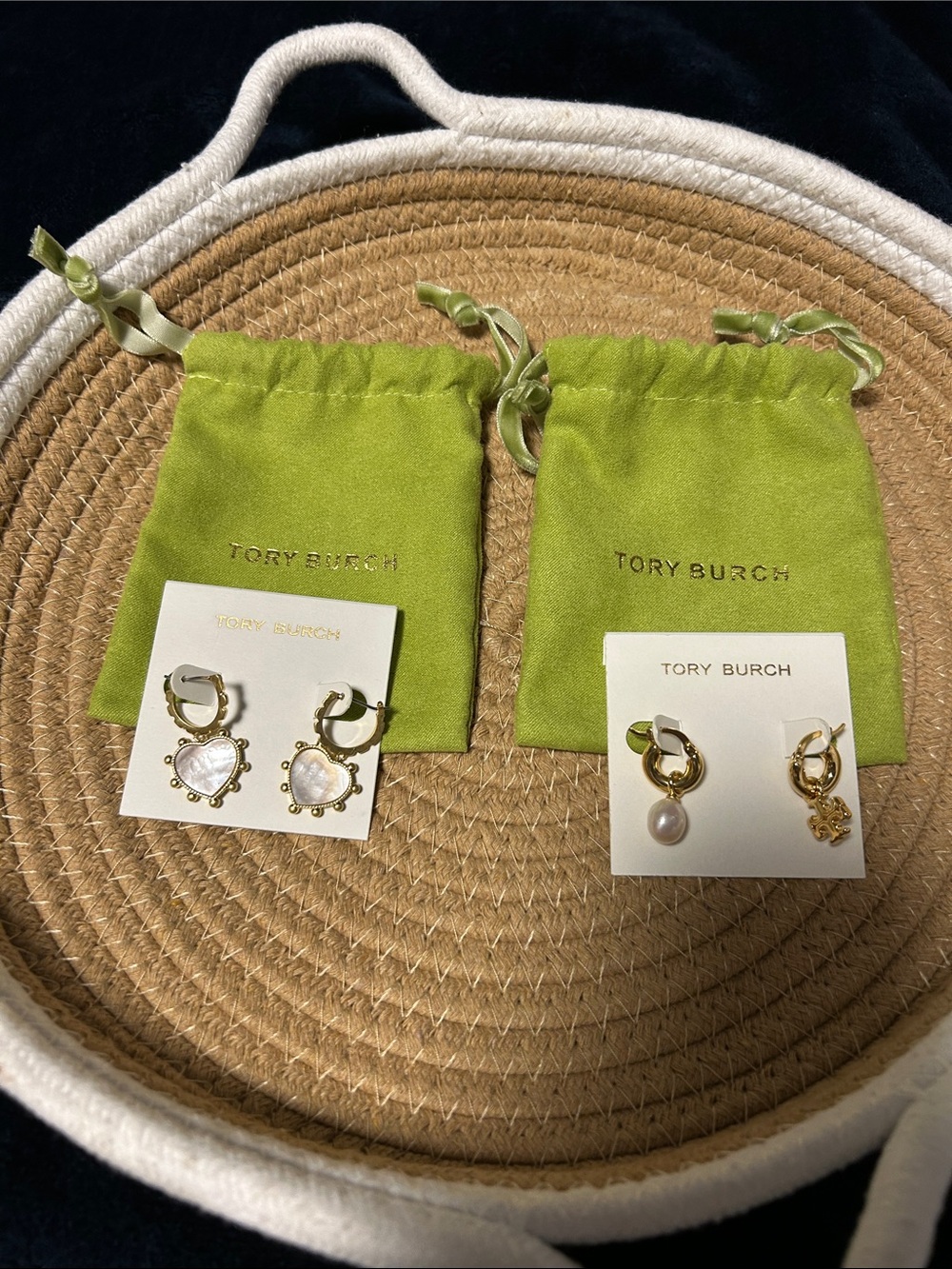 Tory Burch Mixed Metal and Enamel Earrings with TB Dusty PICK ONE